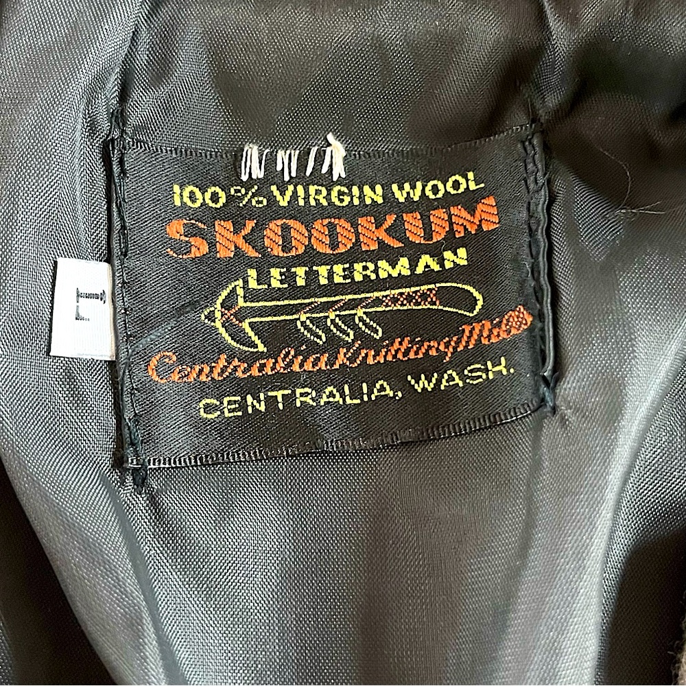 Vtg Skookums Varsity Bomber Jacket Wool Leather L… - image 7